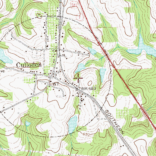 Topographic Map of Culloden High School (historical), GA