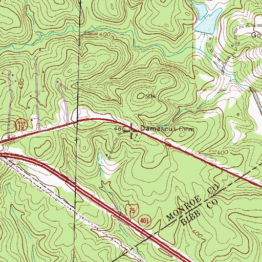 Topographic Map of Damascus Methodist Episcopal Church (historical), GA