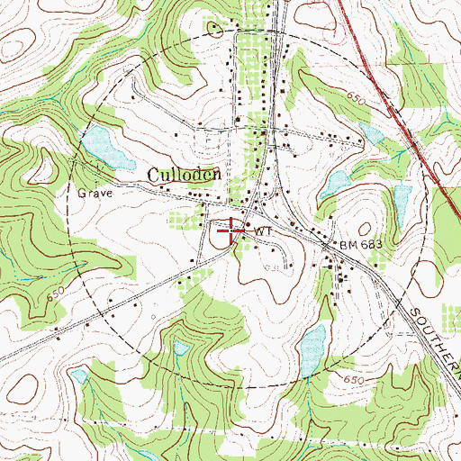 Topographic Map of Darbys Academy (historical), GA