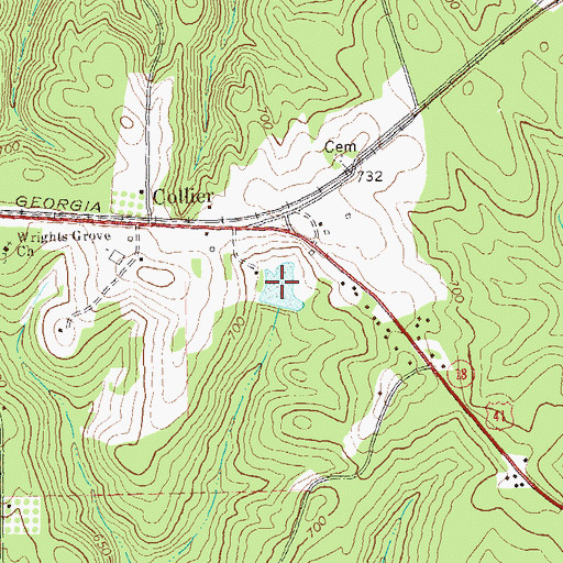 Topographic Map of Fred Vaughn Lake, GA