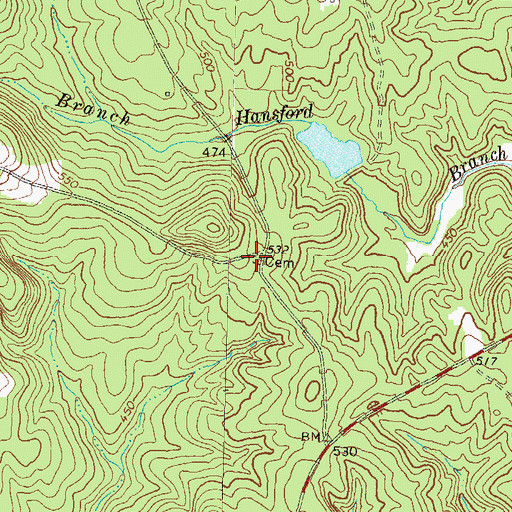 Topographic Map of Gibson Cemetery, GA