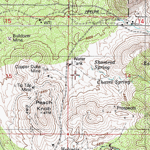 Topographic Map of Shamrod Spring, AZ