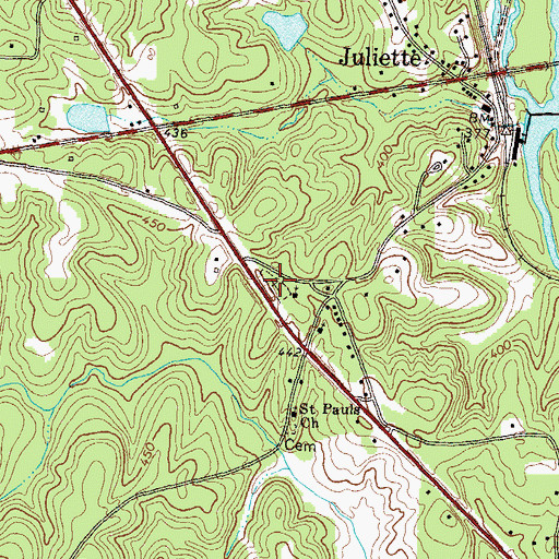 Topographic Map of Juliette Cemetery, GA