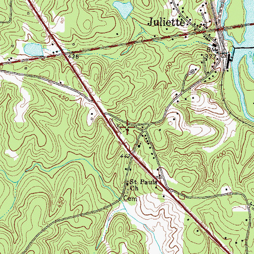 Topographic Map of Juliette United Methodist Church, GA