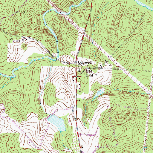 Topographic Map of Logwall, GA