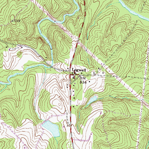 Topographic Map of Logwall Cemetery, GA