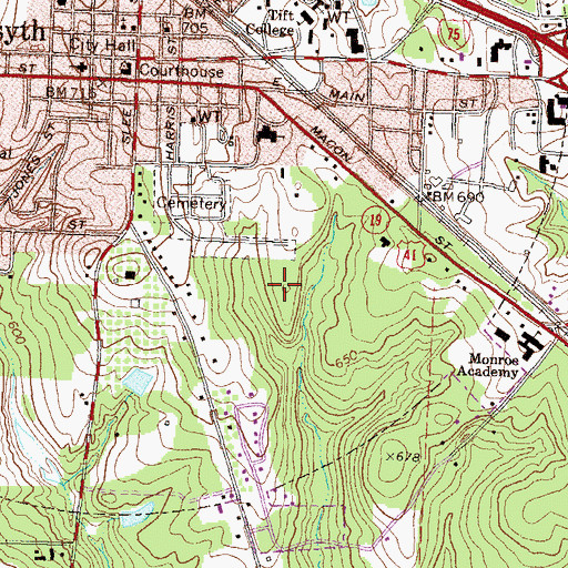 Topographic Map of Mary Persons High School, GA