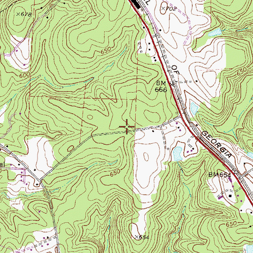 Topographic Map of Monroe County, GA