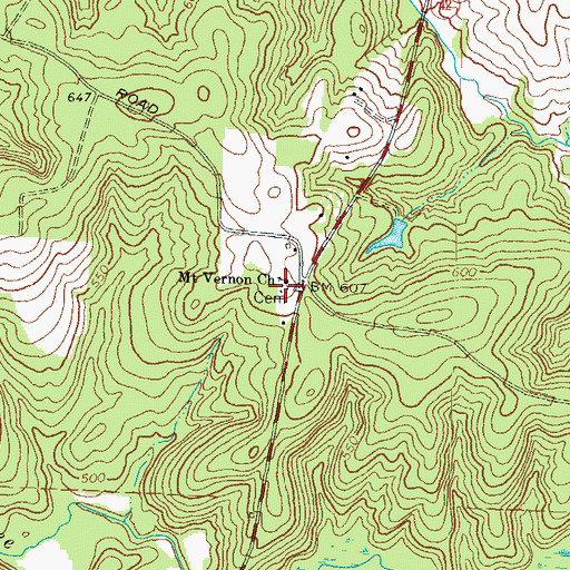Topographic Map of Mount Vernon Cemetery, GA