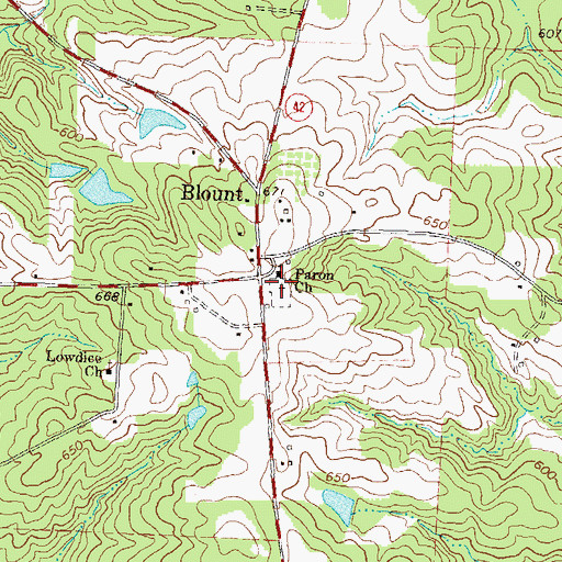 Topographic Map of Paron Cemetery, GA