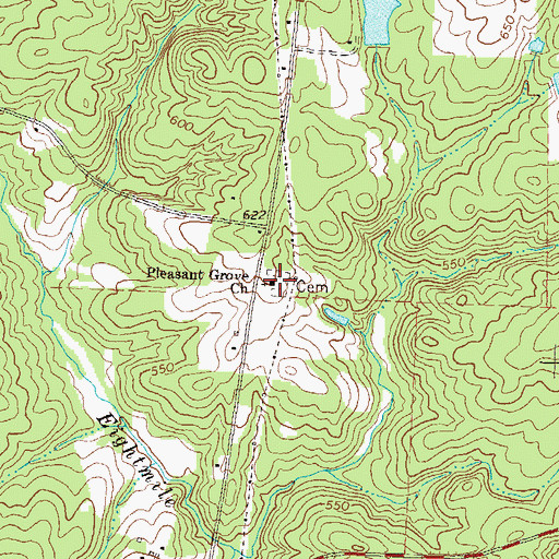 Topographic Map of Pleasant Grove Cemetery, GA