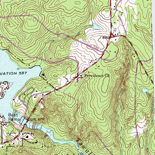 Topographic Map of Providence Cemetery, GA