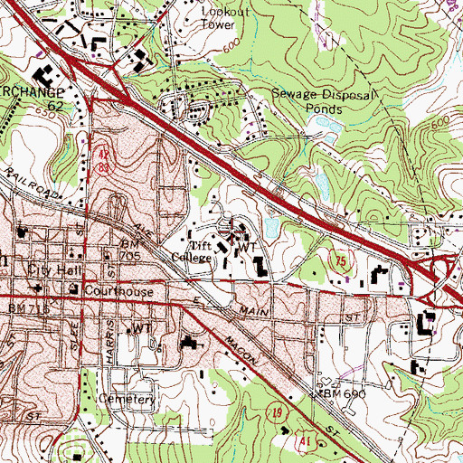 Topographic Map of Roberts Memorial Chapel, GA