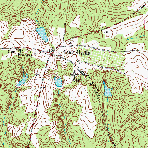 Topographic Map of Russellville Baptist Church, GA
