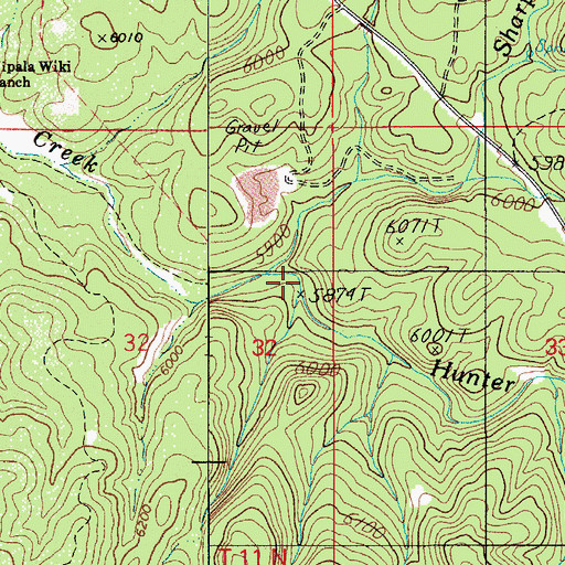 Topographic Map of Sharp Creek, AZ
