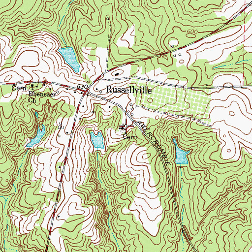 Topographic Map of Russellville Cemetery, GA
