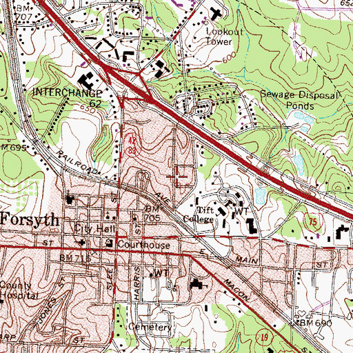 Topographic Map of Saint Luke African Methodist Episcopal Church (historical), GA