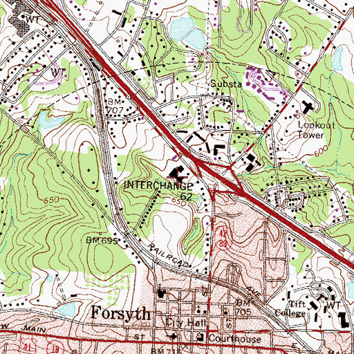 Topographic Map of Tower Factory Stores Shopping Center, GA