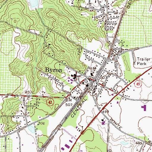 Topographic Map of Byron Elementary School, GA