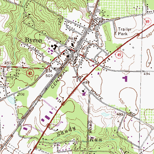 Topographic Map of Byron Public Library, GA
