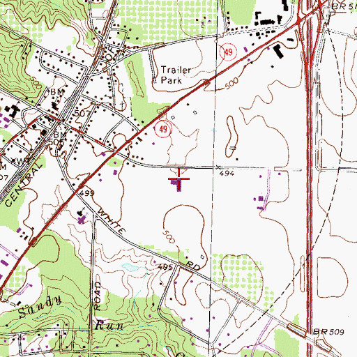 Topographic Map of Byron School, GA
