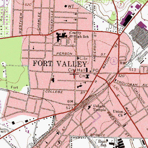 Topographic Map of First Methodist Church, GA