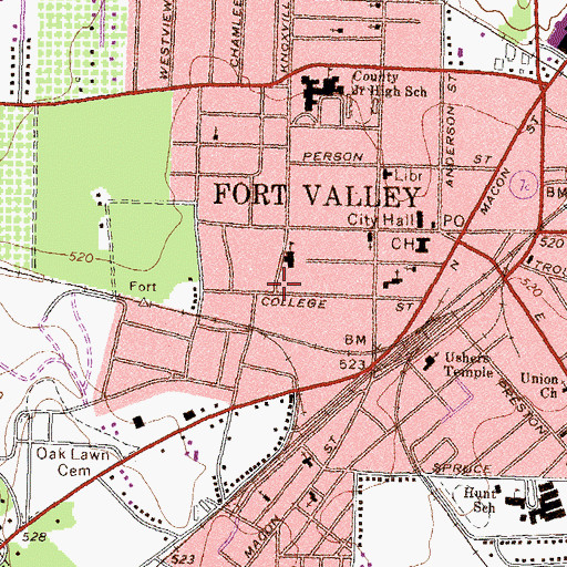Topographic Map of Fort Valley Male Academy (historical), GA