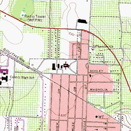 Topographic Map of Fort Valley Middle School, GA