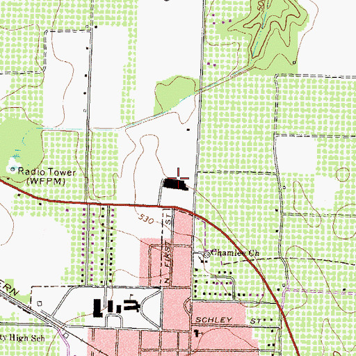 Topographic Map of Fort Valley Shopping Center, GA