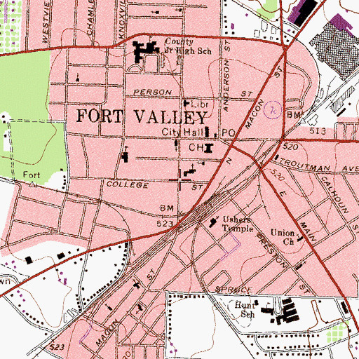 Topographic Map of Grady Institute (historical), GA