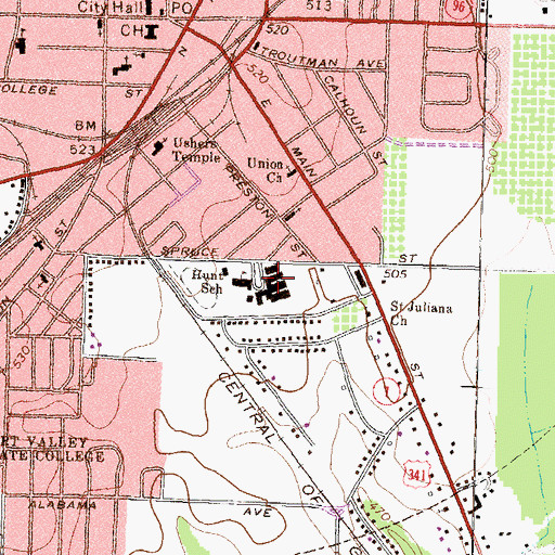 Topographic Map of Hunt Elementary School, GA