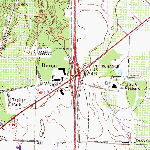Topographic Map of Interchange 46, GA