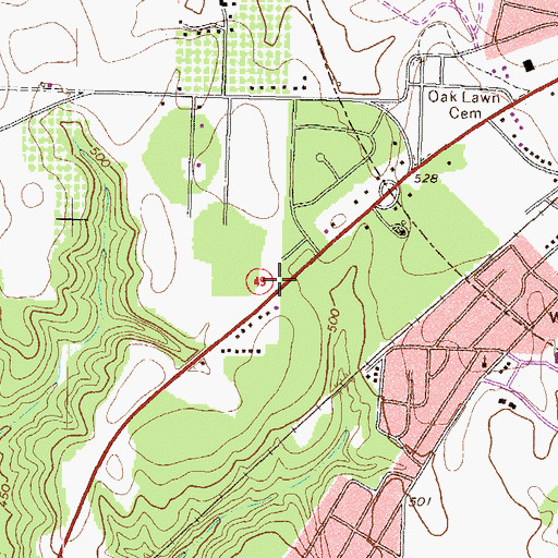 Topographic Map of Kingdom Hall Church, GA
