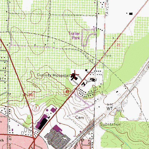 Topographic Map of Peach Regional Medical Center, GA