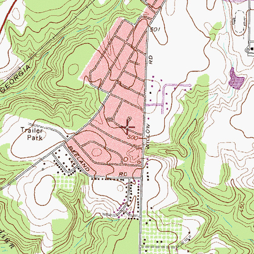 Topographic Map of Ponderosa Lake, GA