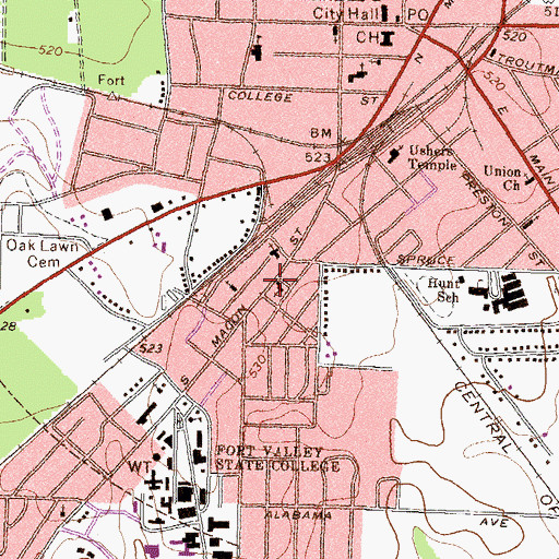 Topographic Map of Trinity Baptist Church, GA