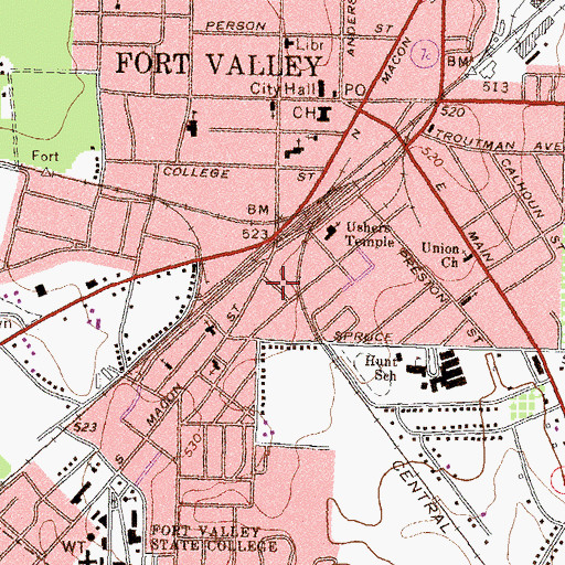 Topographic Map of Union Baptist Church, GA