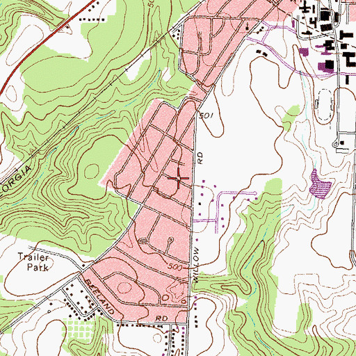 Topographic Map of Willow Lake, GA