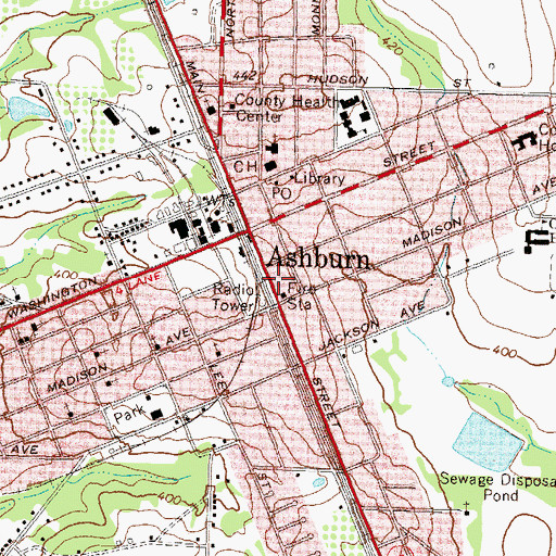 Topographic Map of Ashburn City Hall, GA