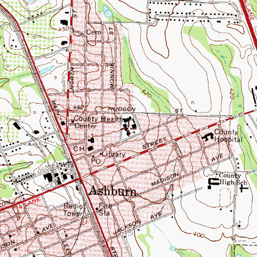 Topographic Map of Ashburn Elementary School, GA