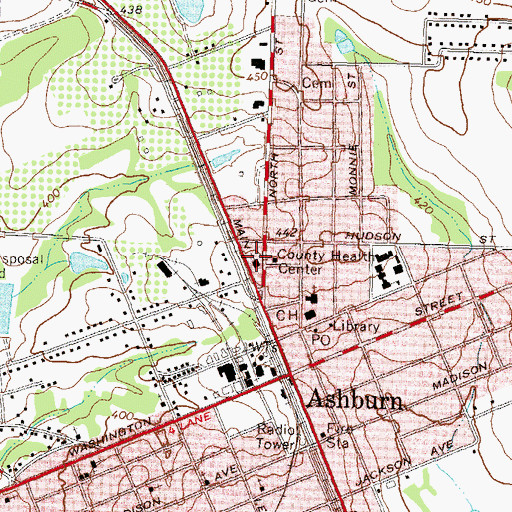 Topographic Map of Ashburn Methodist Church, GA