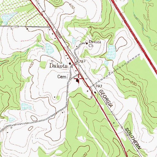 Topographic Map of Dakota Consolidated School (historical), GA
