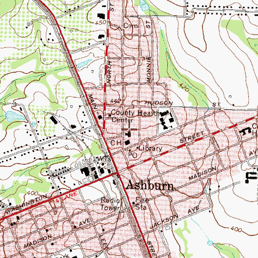 Topographic Map of First Baptist Church, GA