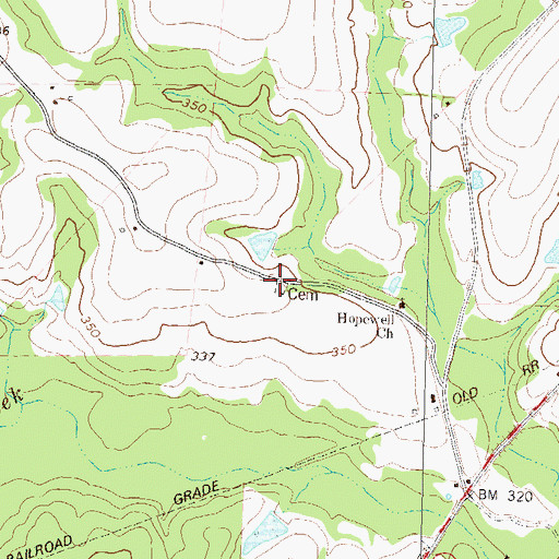 Topographic Map of Hopewell Cemetery, GA