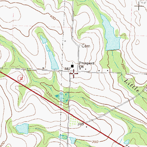 Topographic Map of Prospects Cemetery, GA