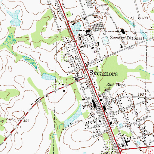 Topographic Map of Sycamore Baptist Church, GA