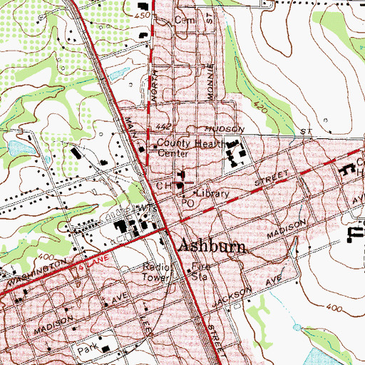 Topographic Map of Turner County Courthouse, GA