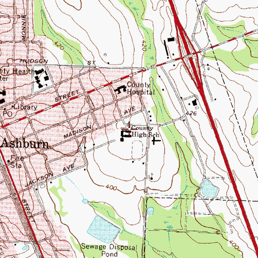 Topographic Map of Turner County High School, GA