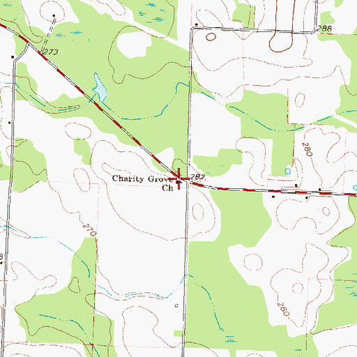 Topographic Map of Charity Grove School (historical), GA