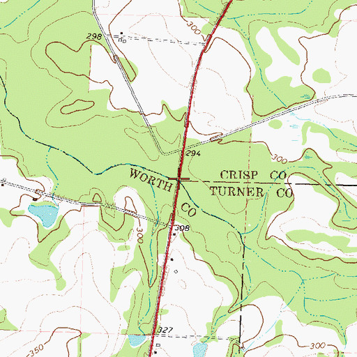 Topographic Map of County Line Bridge, GA